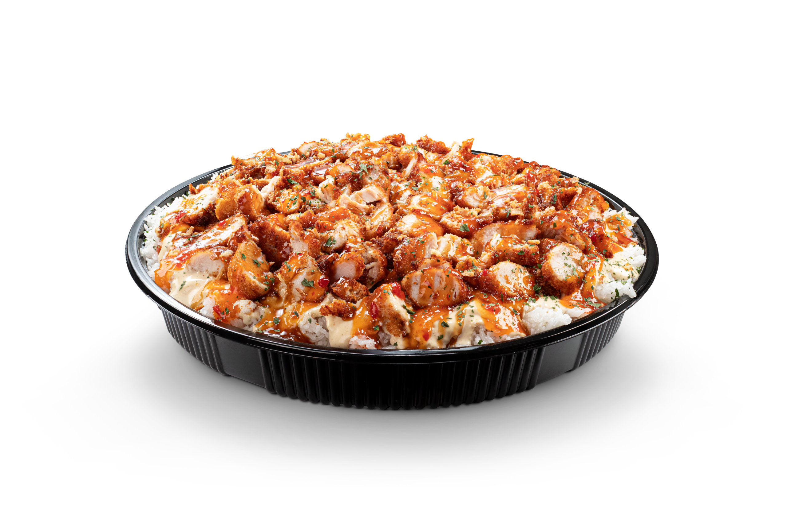 Plat XXL Crousty One avec poulet et riz dans une barquette